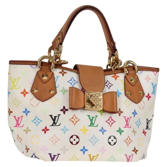 LOUIS VUITTON Monogram Multicolor Annie MM Tote Bag White LV Auth - Picture 1 of 16